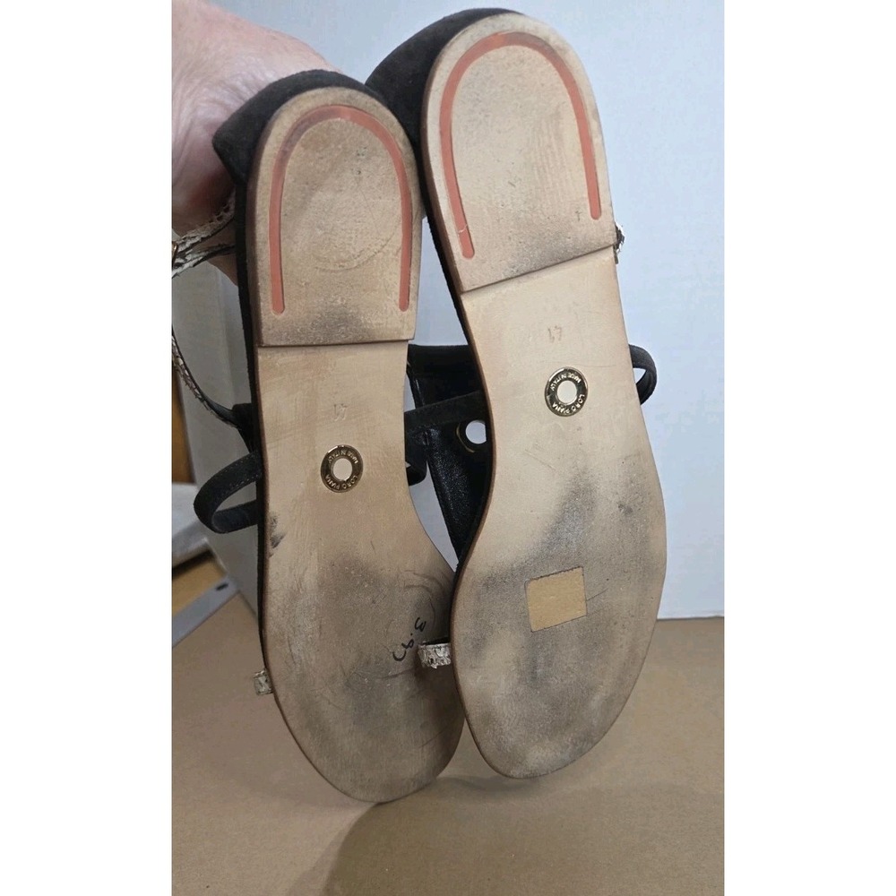 Loro Piana Sandals Black Suede Snakeskin Size 10 Authenticated - Picture 6 of 16